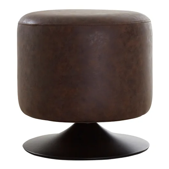 Kekoun Faux Leather Cylinder Footstool In Vintage Mocha