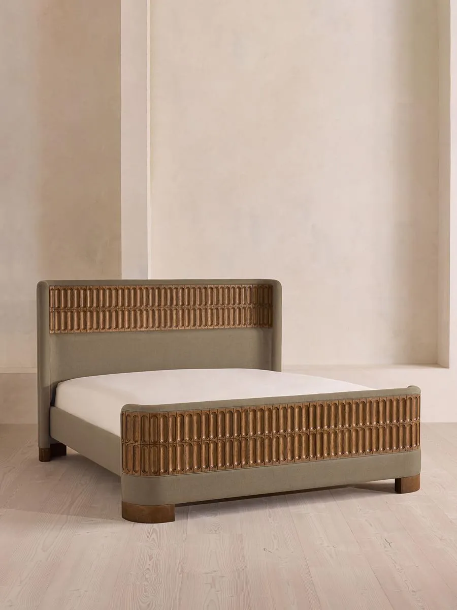 Devon Bed, King, Linen, Mushroom