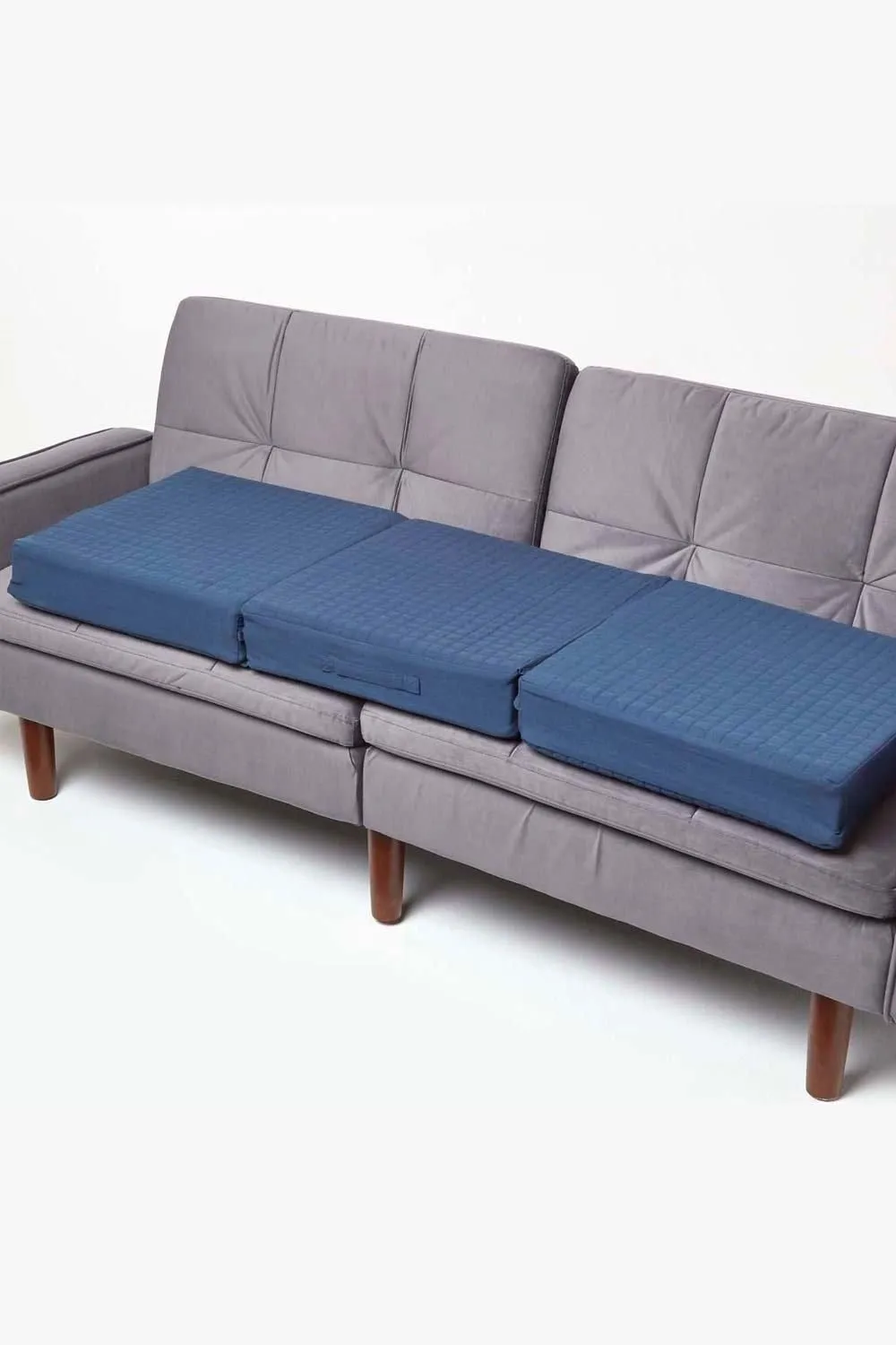 Homescapes Cotton Orthopaedic Foam 3 Seater Booster Cushion in Navy 1