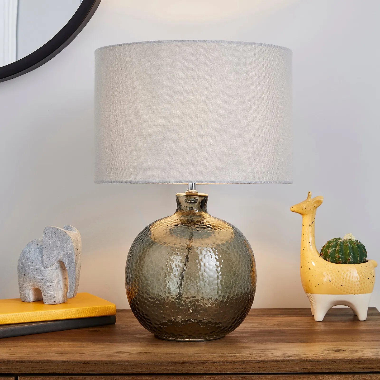 Georgia Mottled Glass Table Lamp Grey