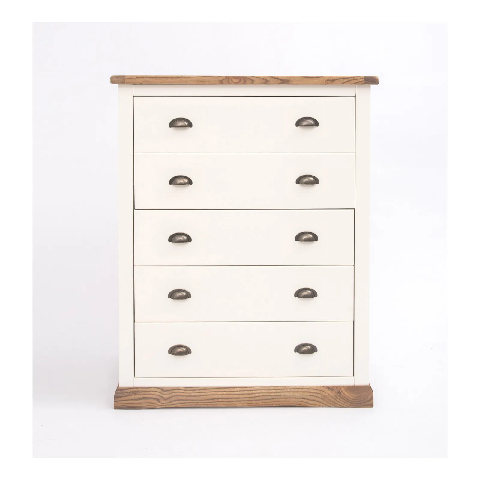 Cabinet Bits Tropea 5 Drawer Chest of Drawers Brass Cup Handle in Off-White
