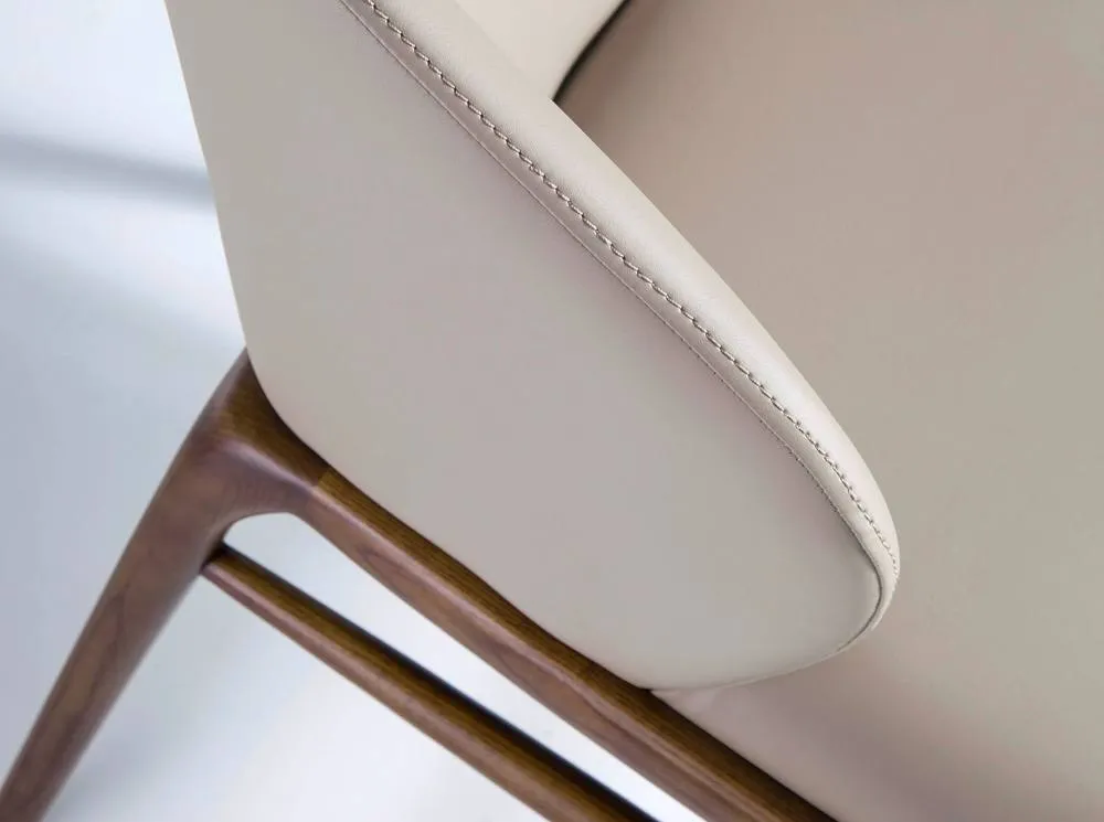 Angel Cerda Dark Mink Leatherette Dining Chair Walnut-Coloured in Beige 5