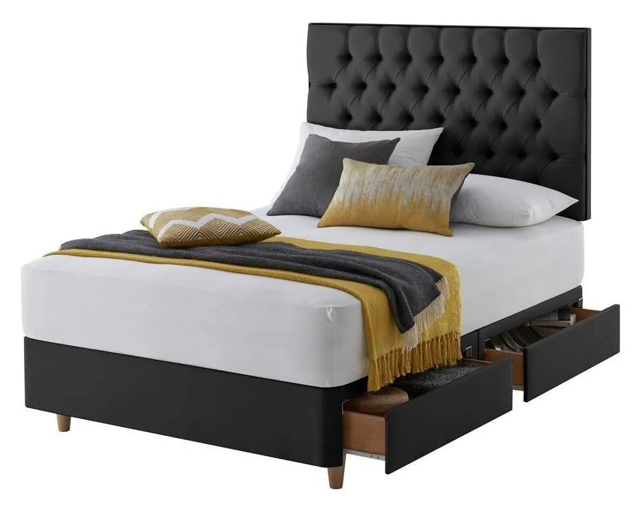 Silentnight Sassaria Small Double 4 Drawer Divan Set - Ebony