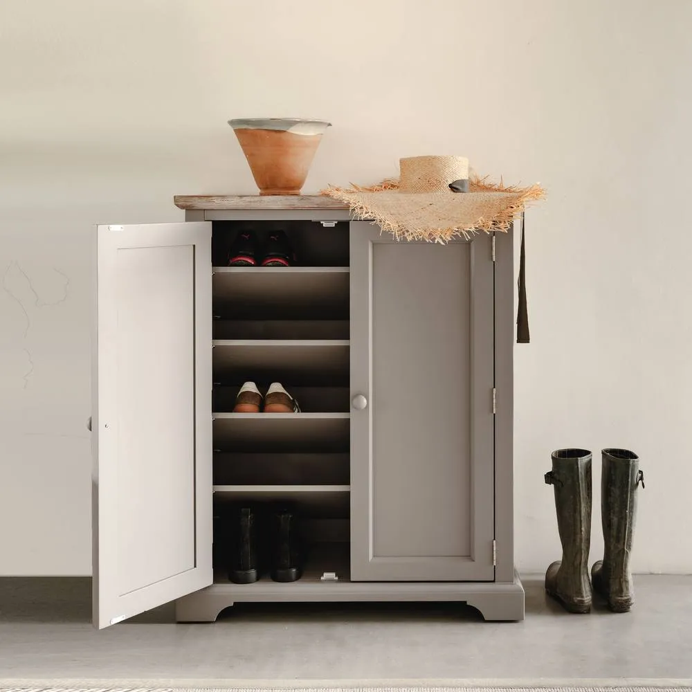 Statement Furniture Florence Shoe Storage Cabinet Wooden Shoe Rack in Light Grey 1