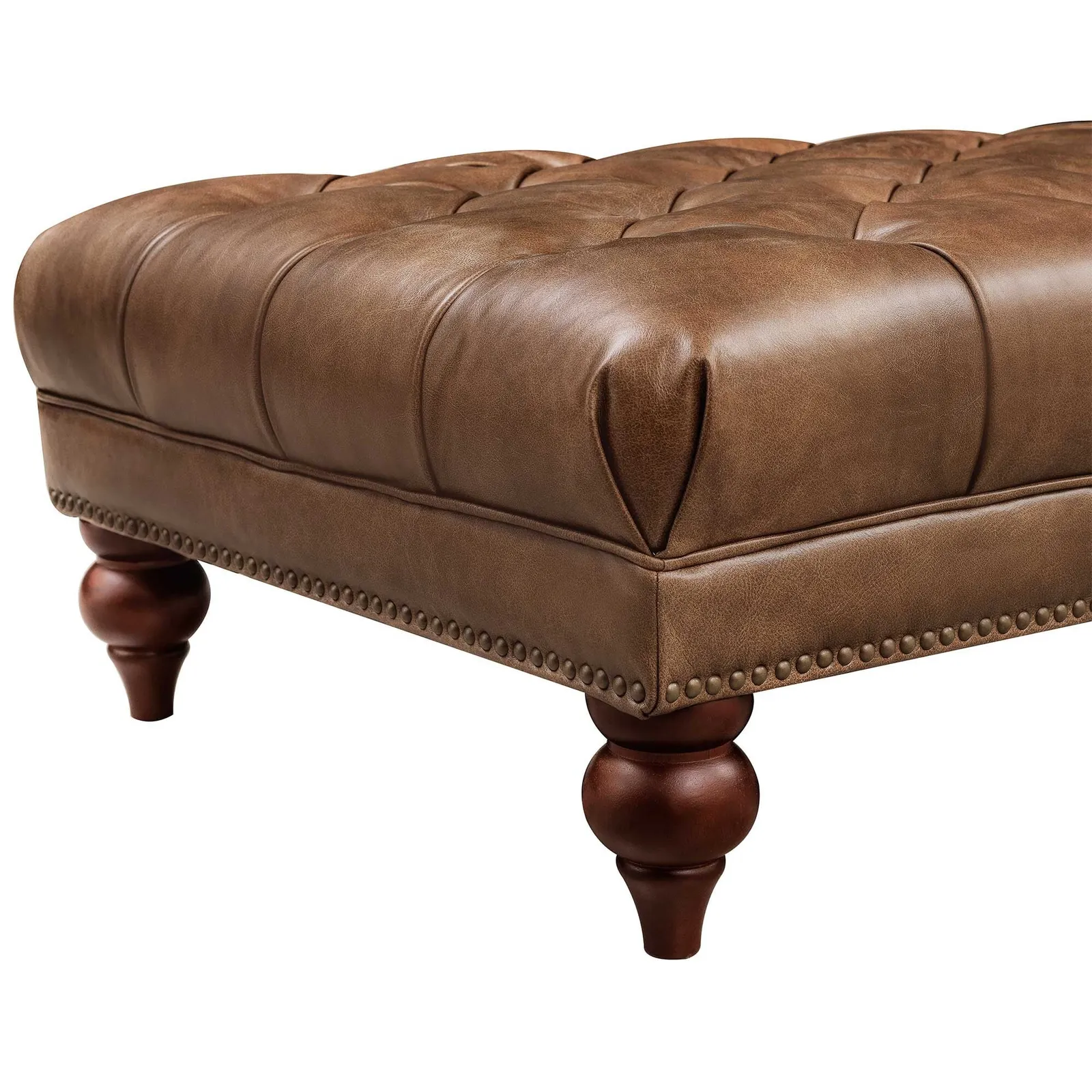 Ullswater Footstool 2034 Dark Rum Fl, Brown Leather | Barker & Stonehouse 3