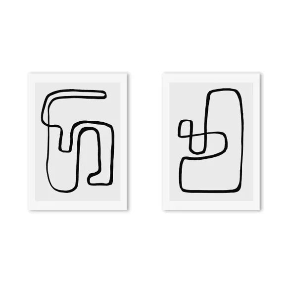East End Prints Abstract Monochrome Set of 2 Prints by Rafael Farias 2