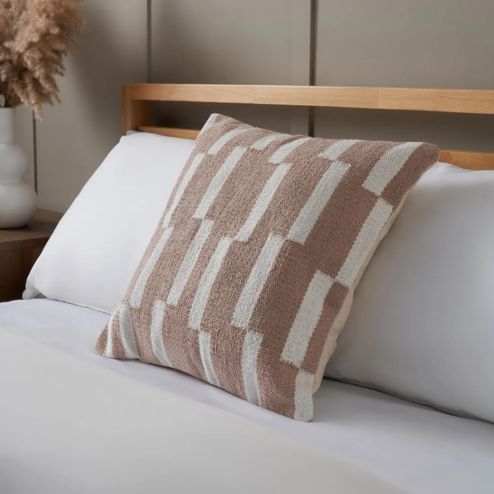 Woven Block Cushion, Taupe 1