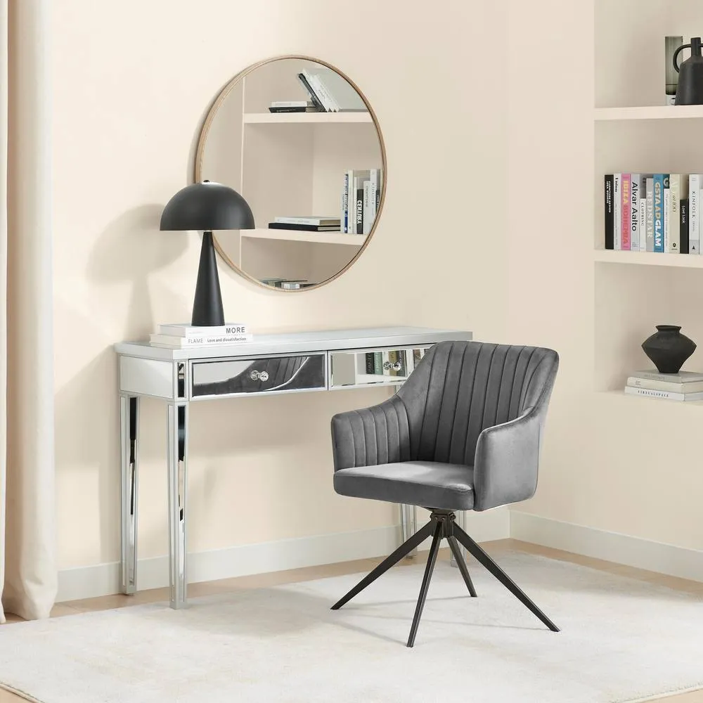 FurnitureboxUK 2x Calla Grey Velvet Swivel Dining Chairs 5