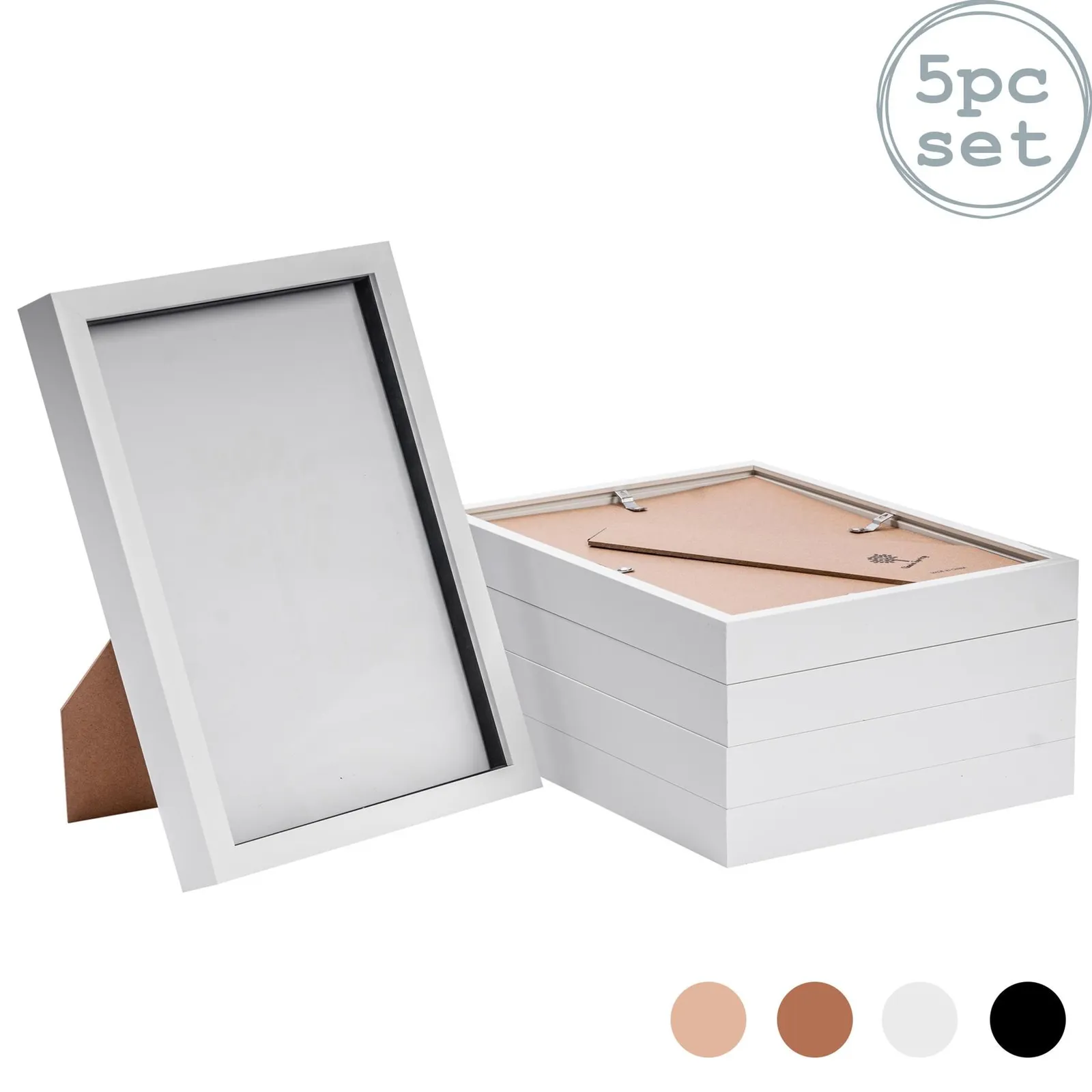 Nicola Spring 3D Box Photo Frames - A4 (8" x 12") - Grey - Pack of 5 in White