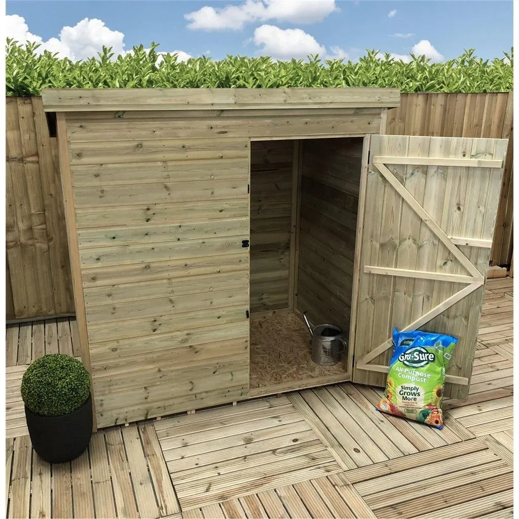Marlborough 5 x 3 Pressure Treated Pent Garden Shed with Single Door in Natural 4