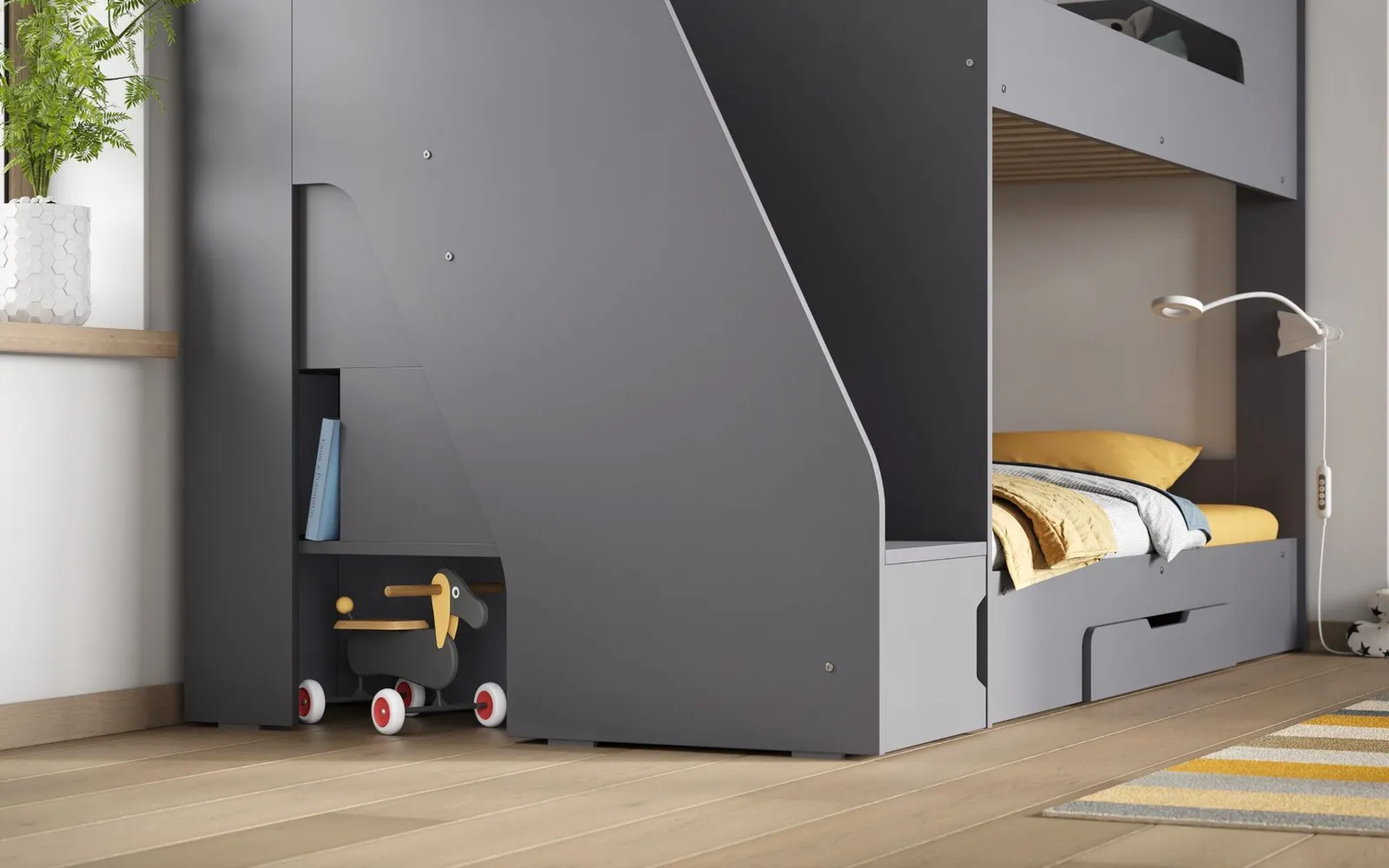 Flair Slick Staircase Bunk Bed with Storage in Grey 6