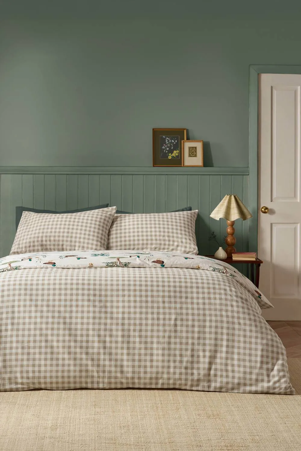 Catherine Lansfield Brushed Mallards Cotton Reversible Duvet Cover Set in Cream 2