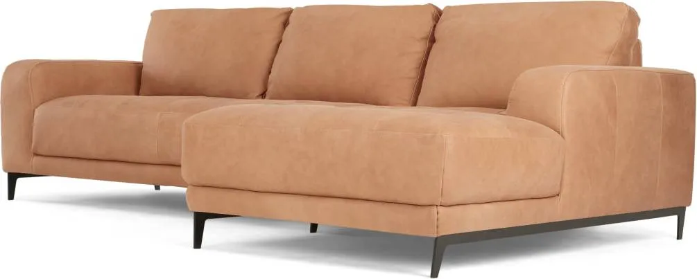 Luciano Right Hand Facing Chaise End Corner Sofa, Tan Leather