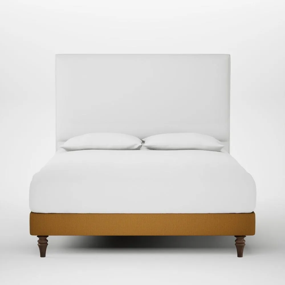 Heal's Shallow Divan King Smart Cotton Linen Sahara Light Turned Feet