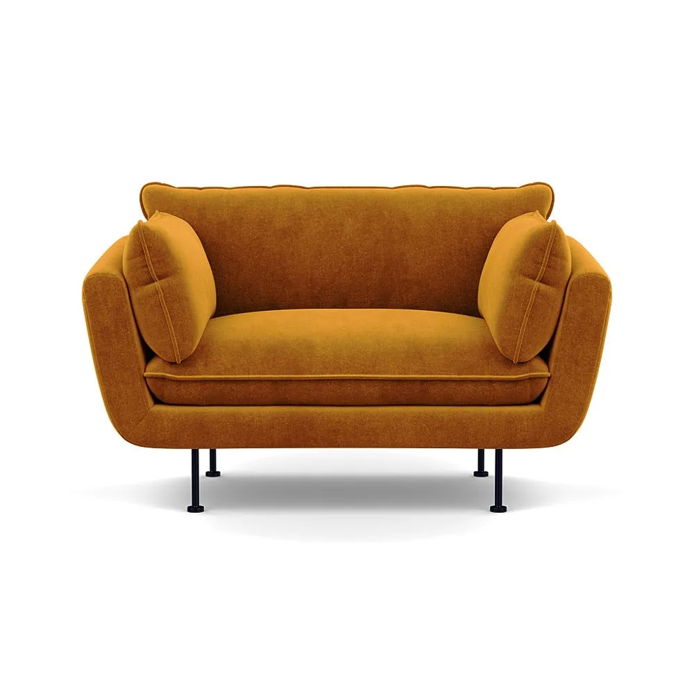 Heal's Allora Loveseat Smart Luxe Velvet Cognac Black Feet 1