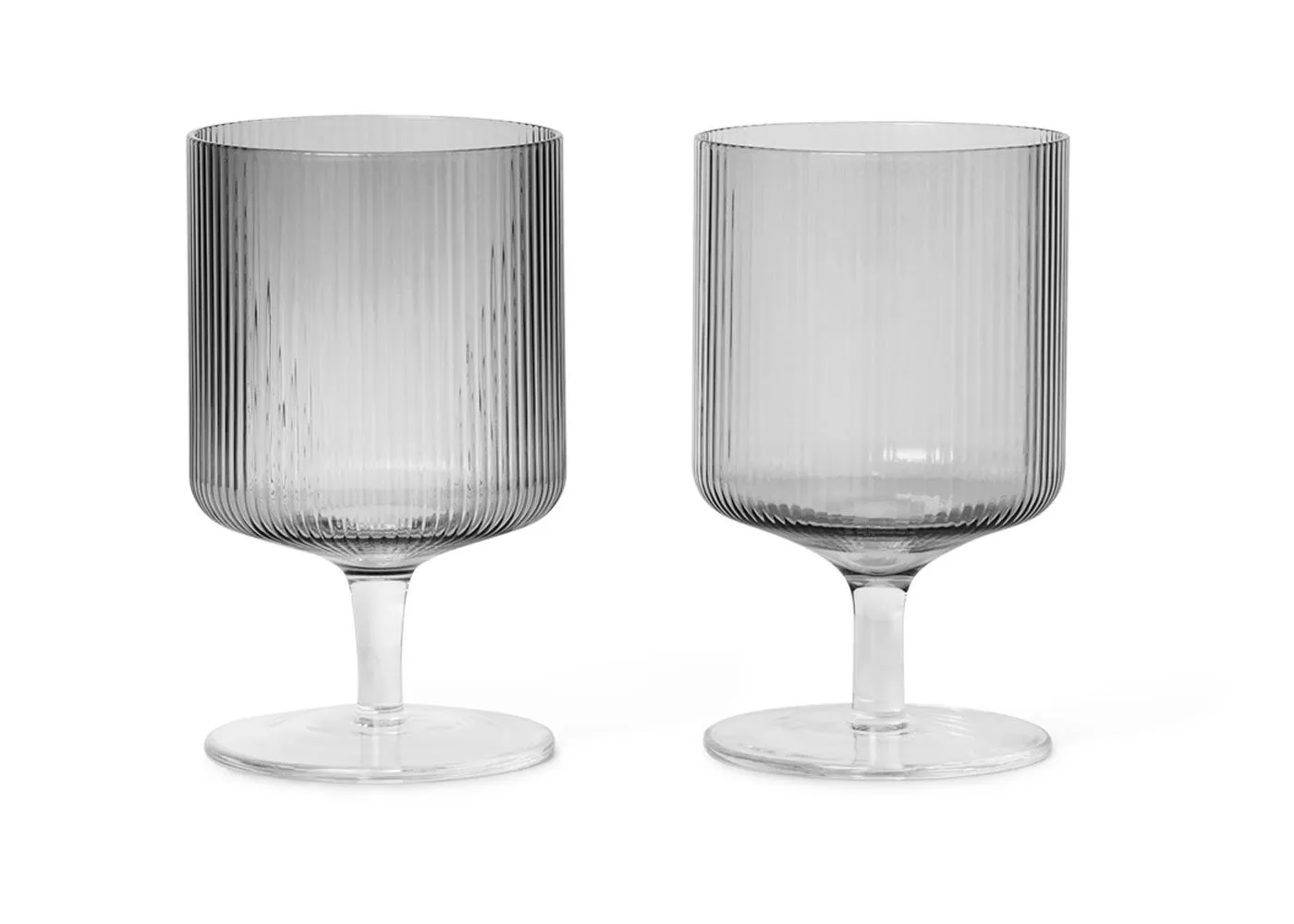 ferm LIVING Ripple Smoked Grey Wine Glass Set of 2