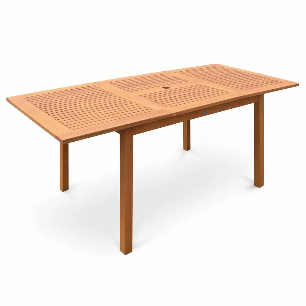 sweeek 6 to 8-seater extendable wooden garden table in Brown 2