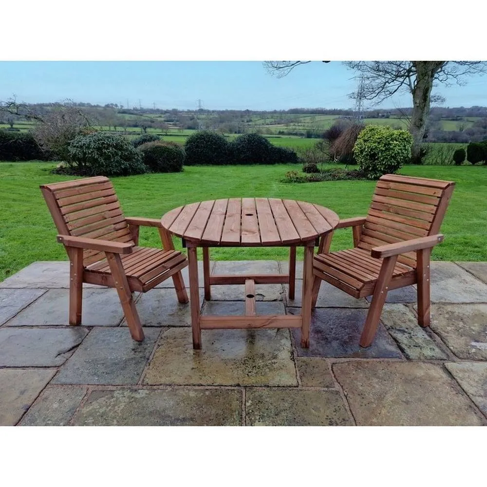 Churnet Valley Garden Furniture Ltd Valley Round Table Set - Min. Assembly Required - Set of Cushions Inc in Brown