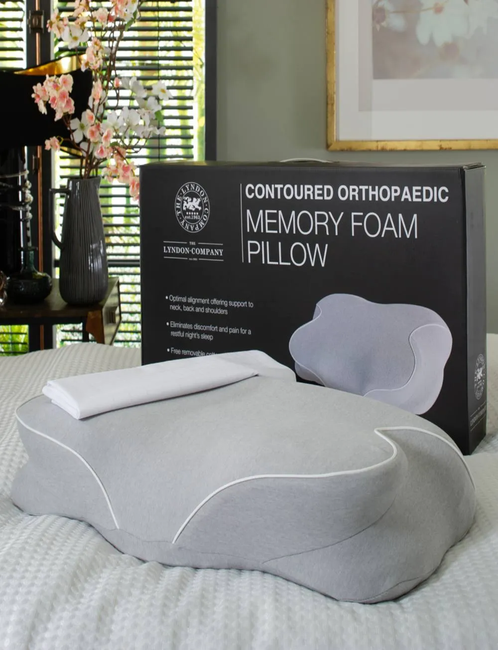 The Lyndon Company Contoured Orthopaedic 95% Polyester Pillow with 100% Cotton Removable Pillowcase | Deyongs 1846 in White