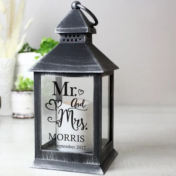 Personalised Mr and Mrs Rustic Black Lantern 2