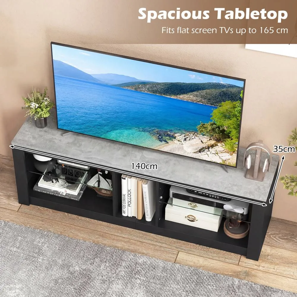 Costway Modern Entertainment Center LED Gaming TV Console Table in Dark Grey 5