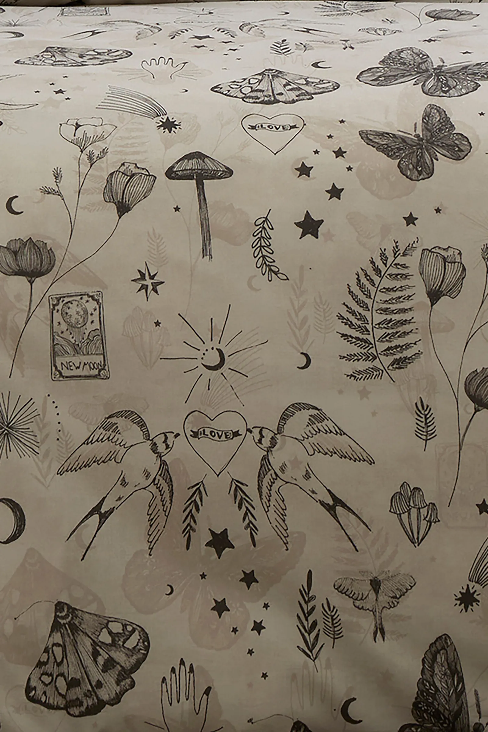 Fusion 'Celeste' Hand Drawn Print Reversible Duvet Cover Set in Grey 3