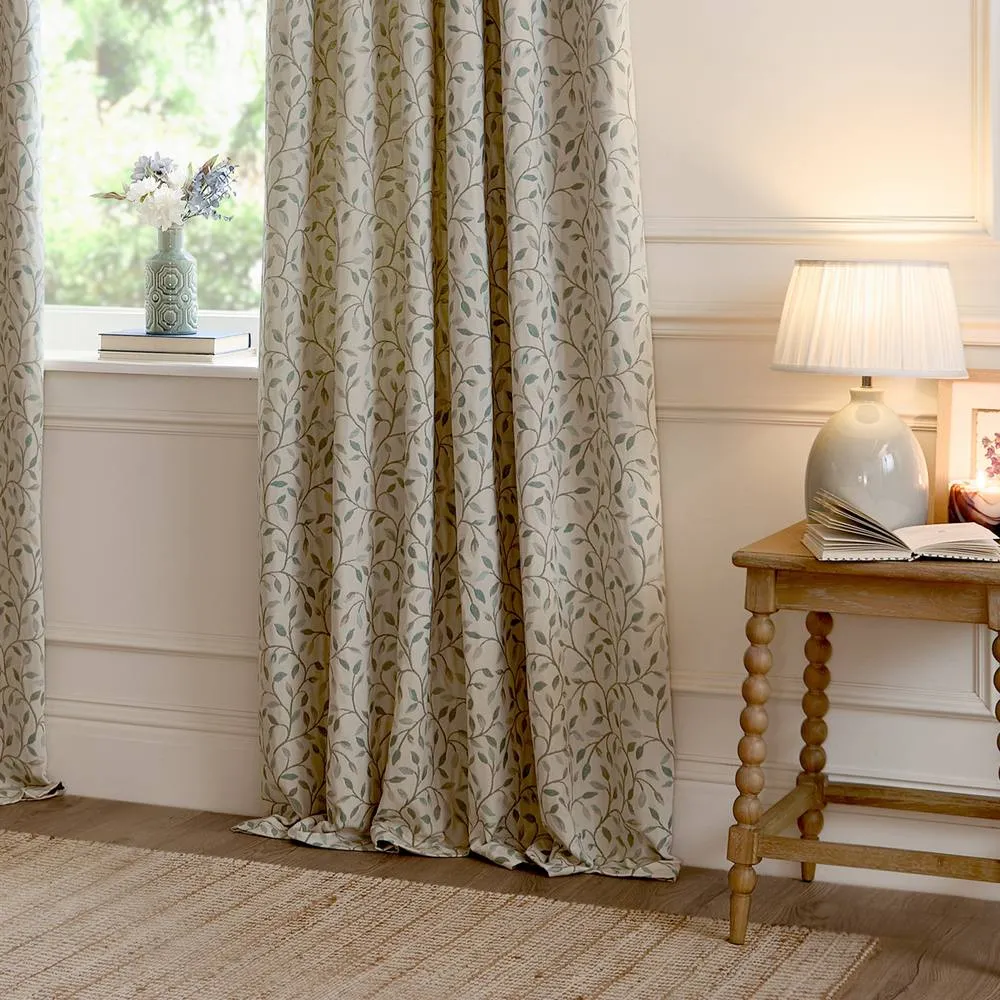 Voyage Maison Cervino Jacquard Pencil Pleat Curtain Pair in Blue 4