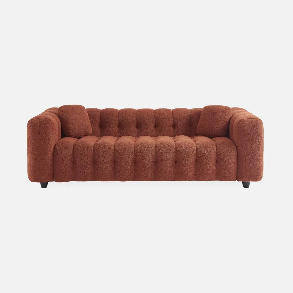 sweeek 3-seater Sofa Upholstered In Textured Boucle Fabric in Terracotta 2