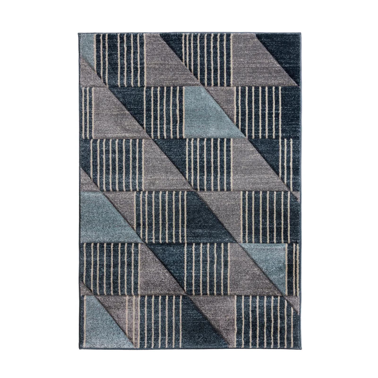 Velocity Geometric Rug Blue, Grey and White