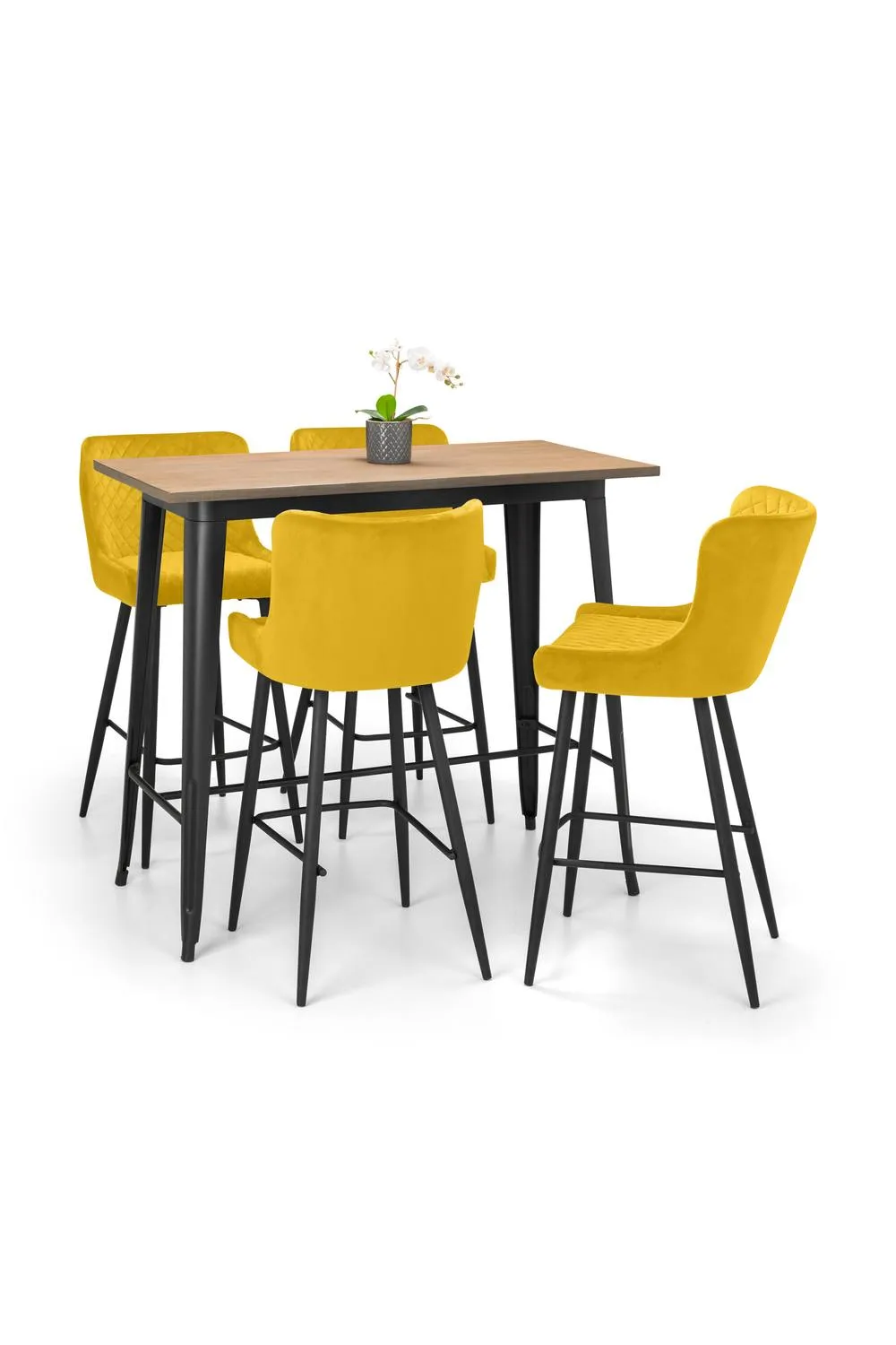 Julian Bowen Luxe Diamond Quilted Upholstered Bar Stool (Set of 2) in Mustard 5
