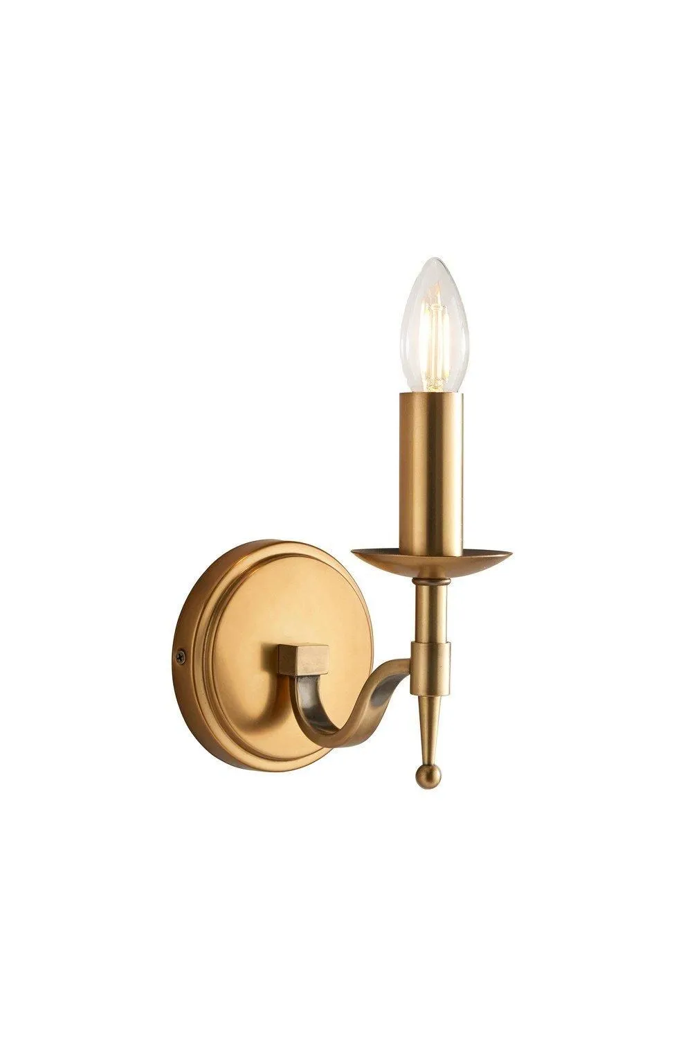 Netlighting Stanford 1 Light Indoor Candle Wall Light Antique Brass E14 in Gold