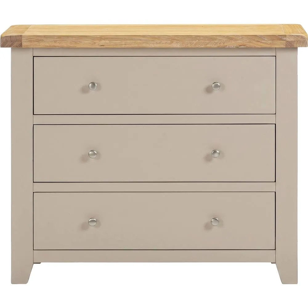 Seconique Windsor 3 Drawer Chest (Fully Assembled) - Putty/Oak in Beige 3