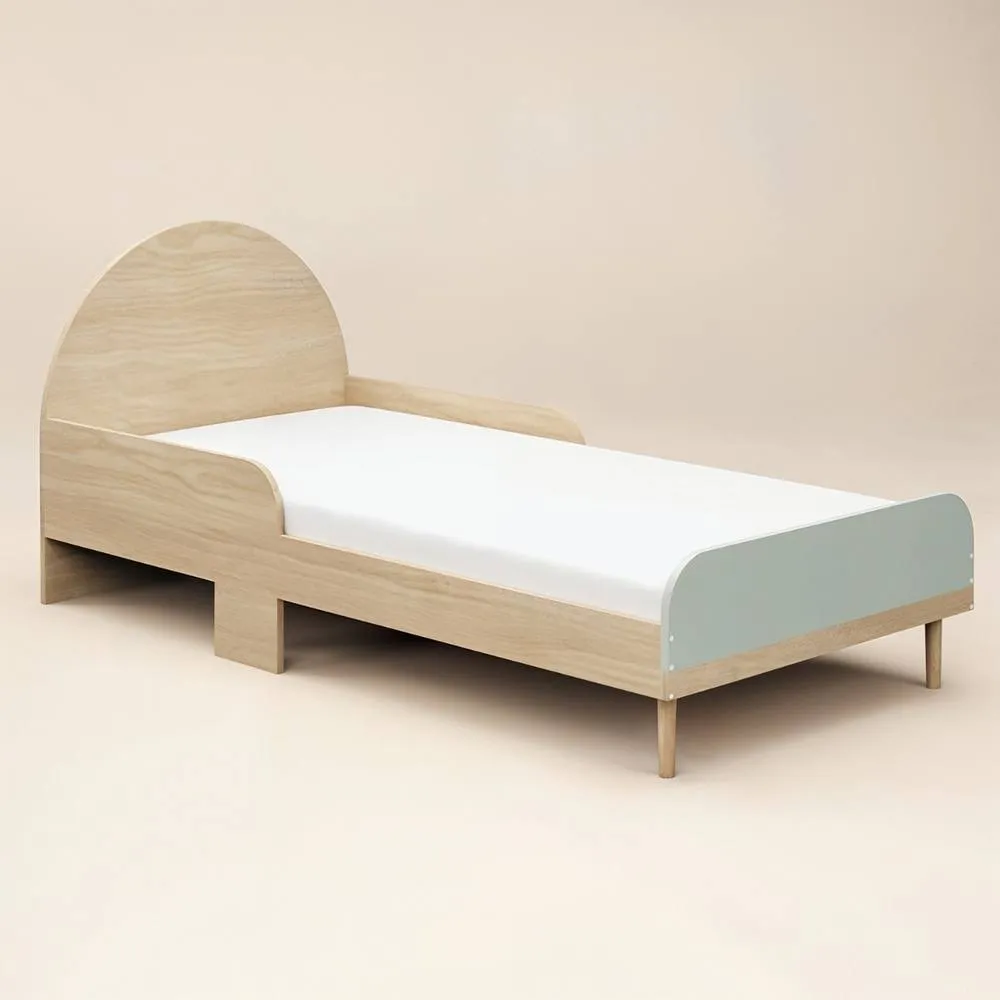 Flair Noah Single Curved Headboard Bed Oak in Green 4