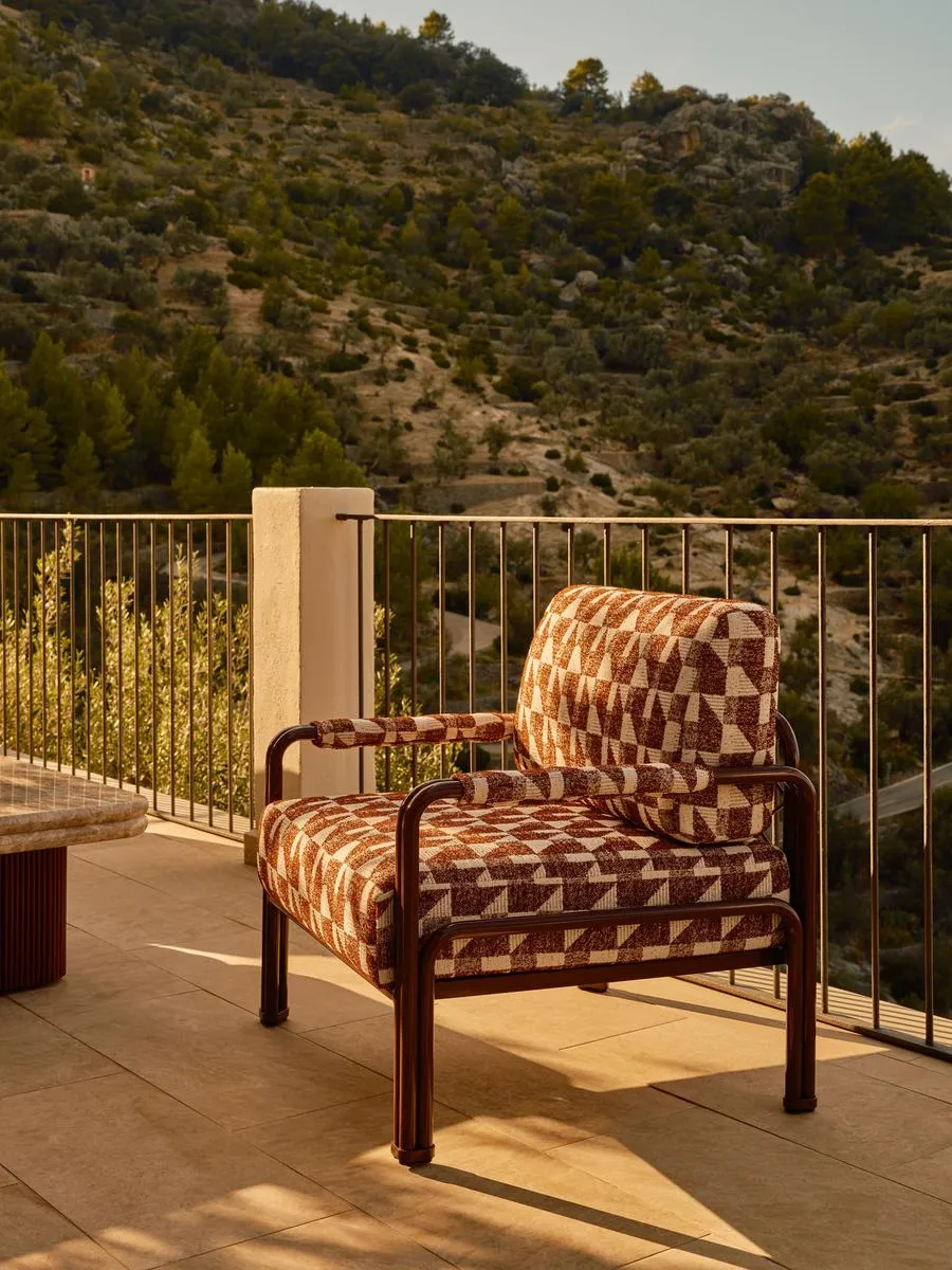 Elias Outdoor Armchair, Geometric, Maroon