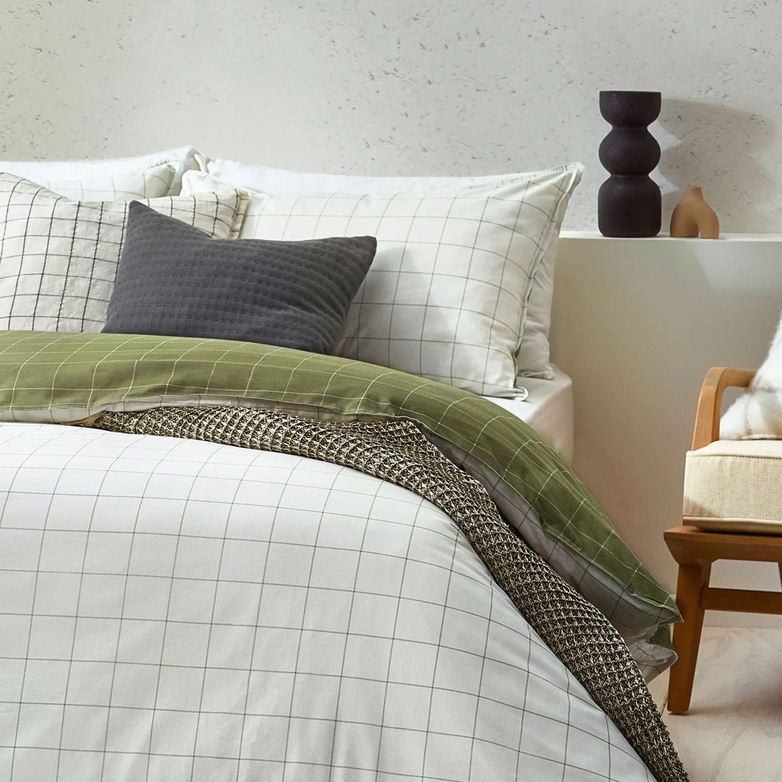 Yard Howarth Check Reversible Duvet Cover Set in Green 4