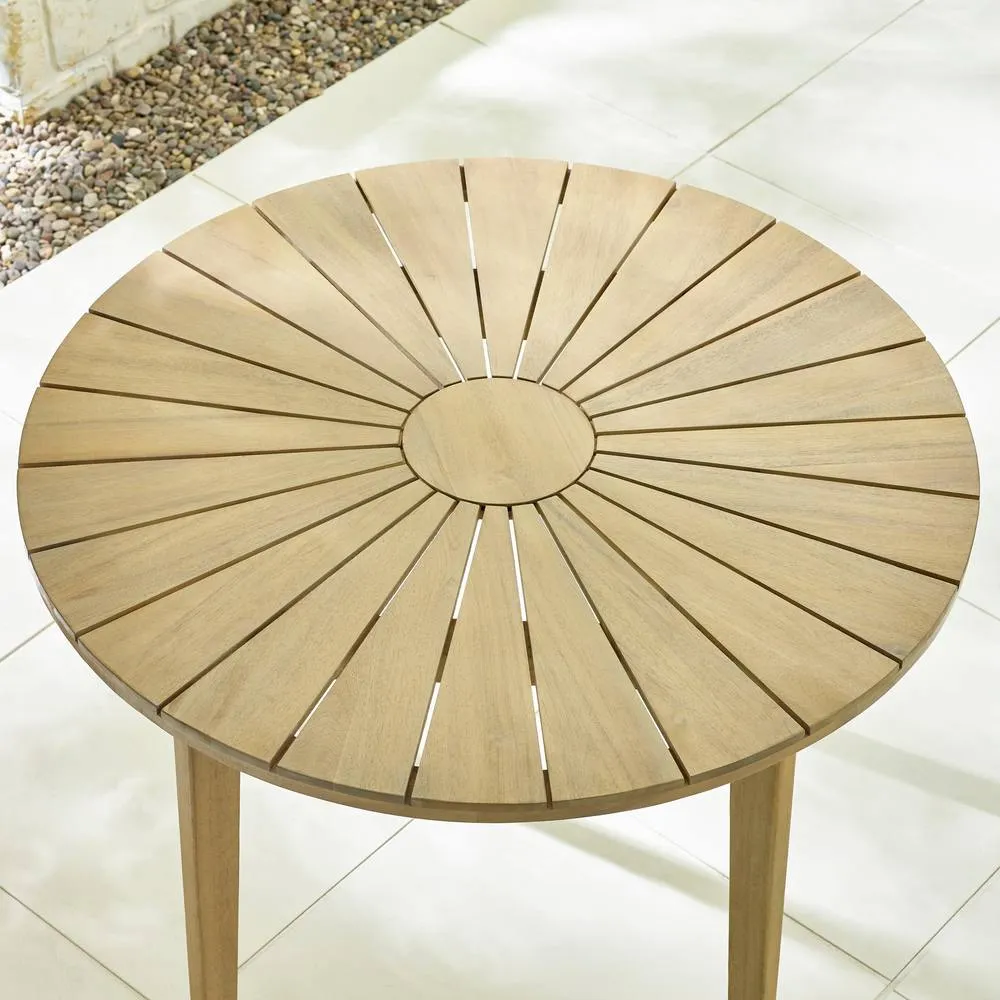FurnitureboxUK Tari 100cm Round Solid Wood Outdoor Dining Table in Light Brown 2
