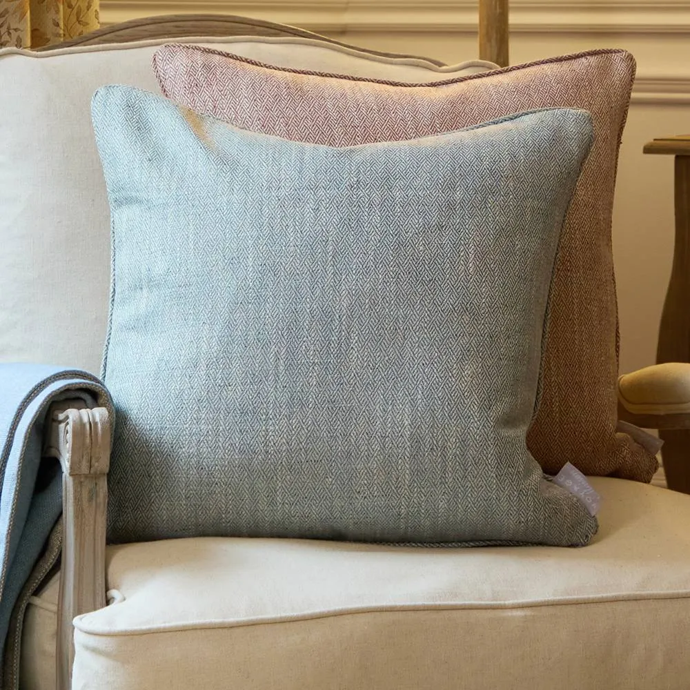 Voyage Maison Jedburgh Textured Woven Square Cushion in Blue 1