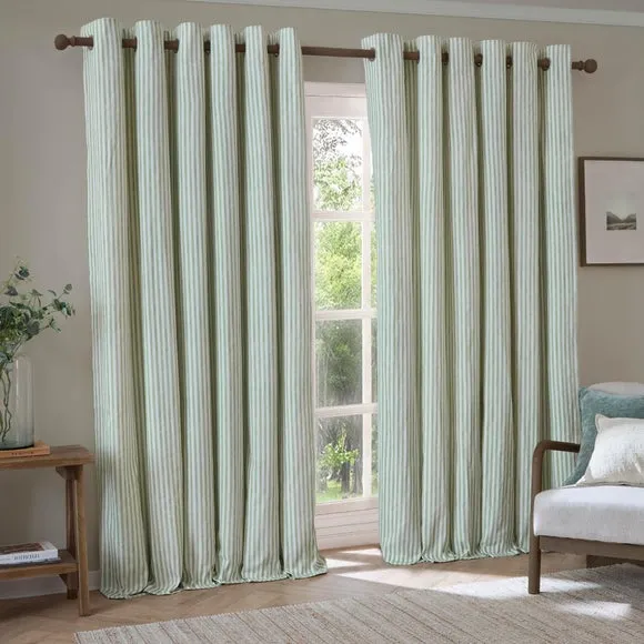 Yard Hebden Striped Eyelet Curtains (Blackout Available) 2