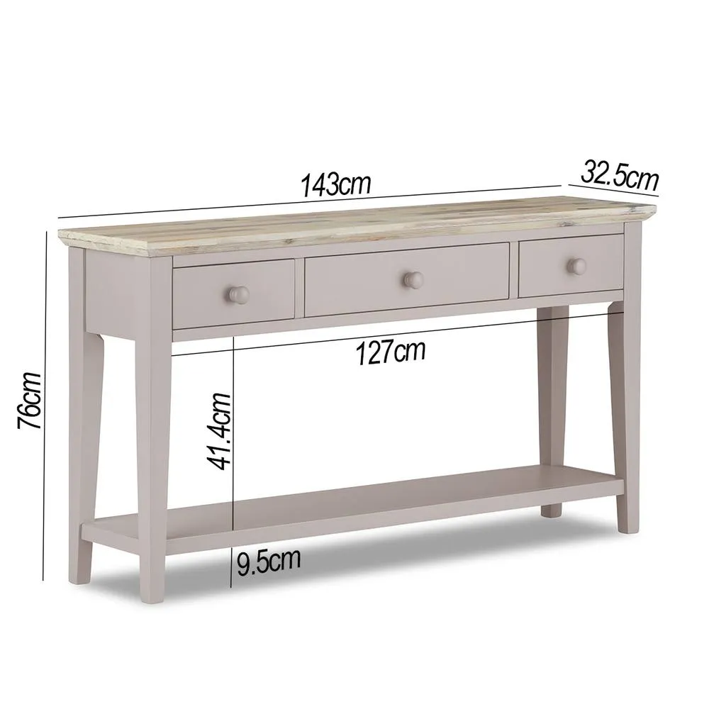 Statement Furniture Florence Large Console Table with 3 Drawers in Taupe 4