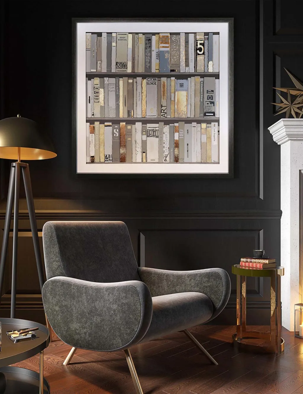 Gallery Direct The Library Square Framed Art Black