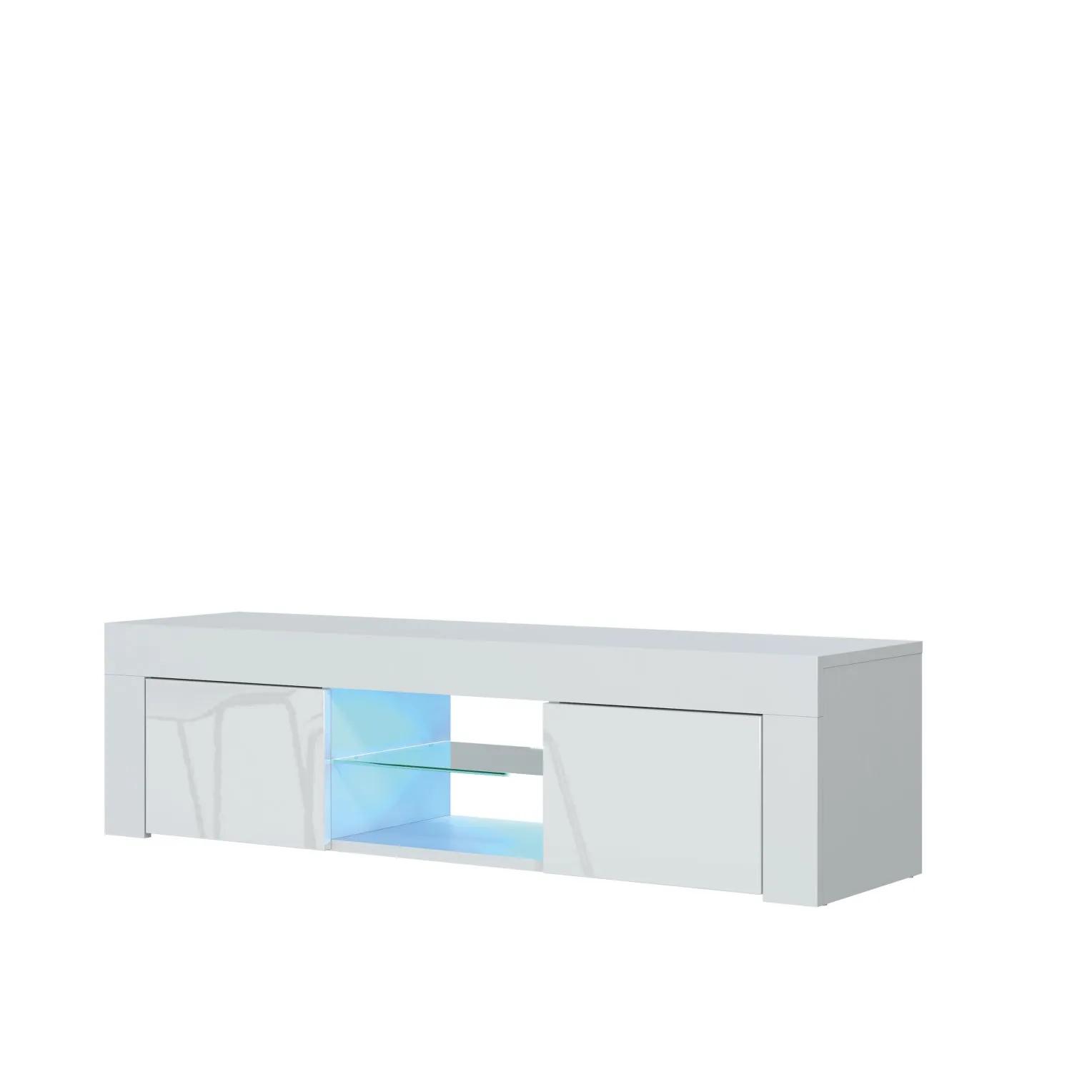 Creative Furniture Loom TV Unit 130cm - A Minimalist & Sophisticated Cabinet with Gloss Doors & LED Lights in White 4