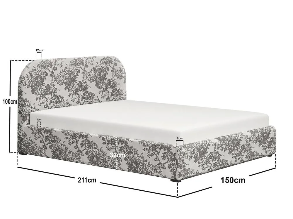 Flair Alba Tree Print Ottoman Bed Beige Chenille 5