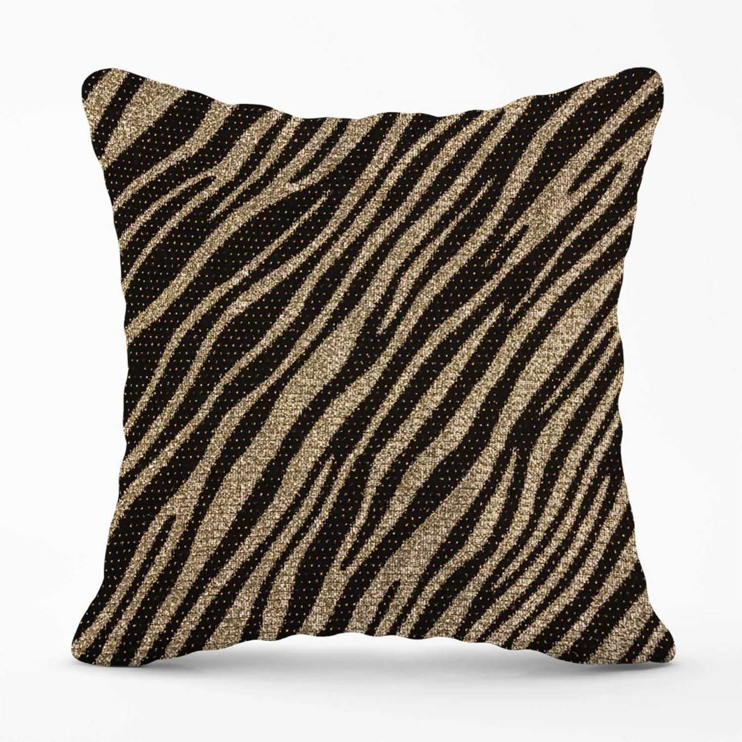 Warren Reed - Designer Golden Zebra Print Outdoor Cushion in Brown