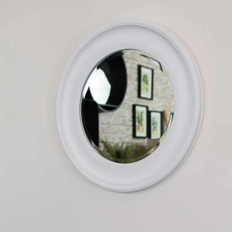 Melody Maison Round Vintage White Wall Mirror 60cm X 60cm
