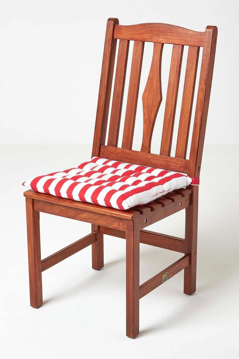 Homescapes Seat Pad Luxury Cotton Red Striped Indoor Outdoor Garden Cushion, 40cm 6