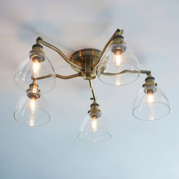 Vogue Tobermory Industrial 5 Light Adjustable Semi Flush Ceiling Light