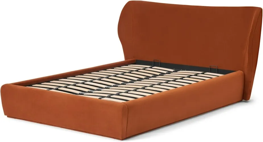 Topeka King Size Ottoman Storage Bed, Nutmeg Orange