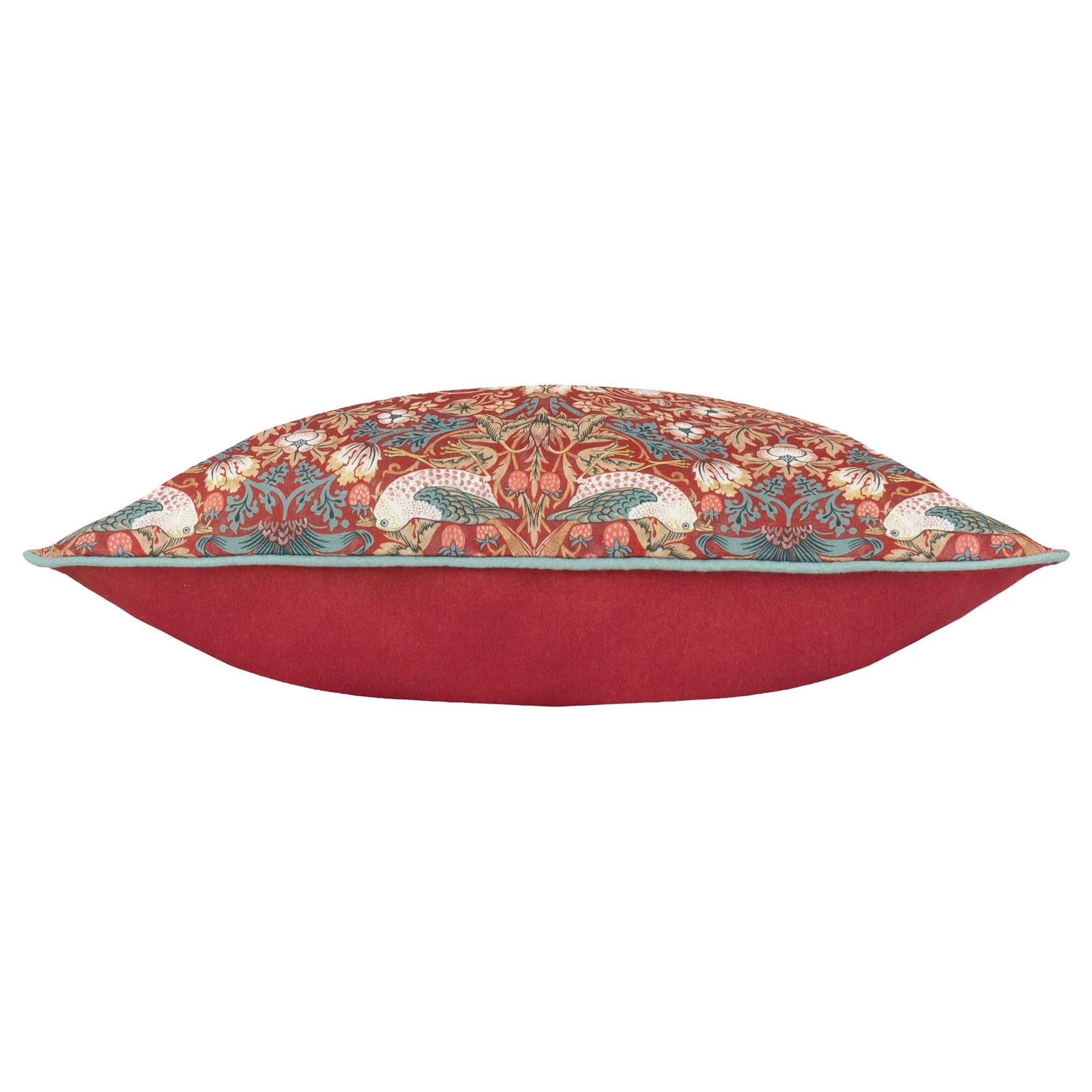 Morris & Co Strawberry Thief Piped Outdoor Cushion in Red 4