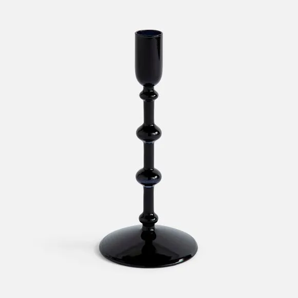 Black Glass Candlestick Holder 3