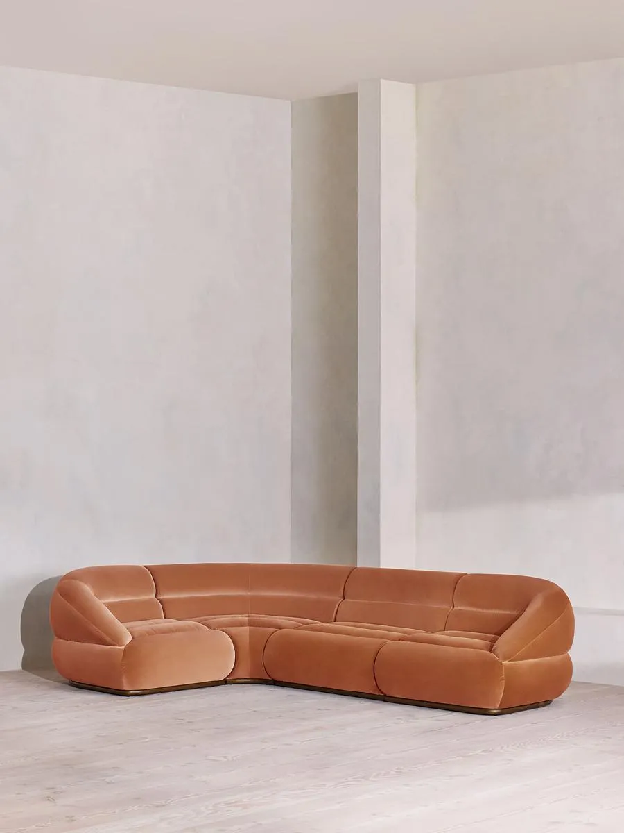 Edison Modular Sofa, L-Shape Sofa, Velvet, Antique Rose